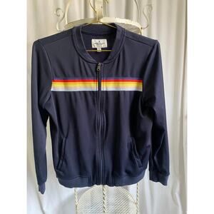American Eagle Jacket Track Full Zip Navy w/ Rainbow Stripe Retro Ladie's Medium